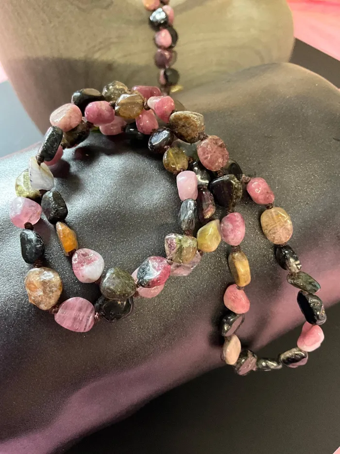Peace Love Bling Necklaces Colorful Tourmaline Double Power Crystal Necklace