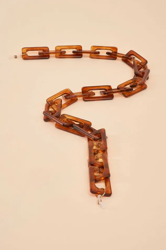 Powder Design inc Necklaces Glasses Chain Rectangle Block in Tortoiseshell
