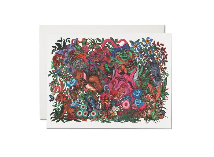 Red Cap Cards Earrings Secret World Greeting Card