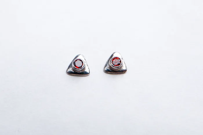 Rhodolite garnet silver studs Seanna Poirier Rings