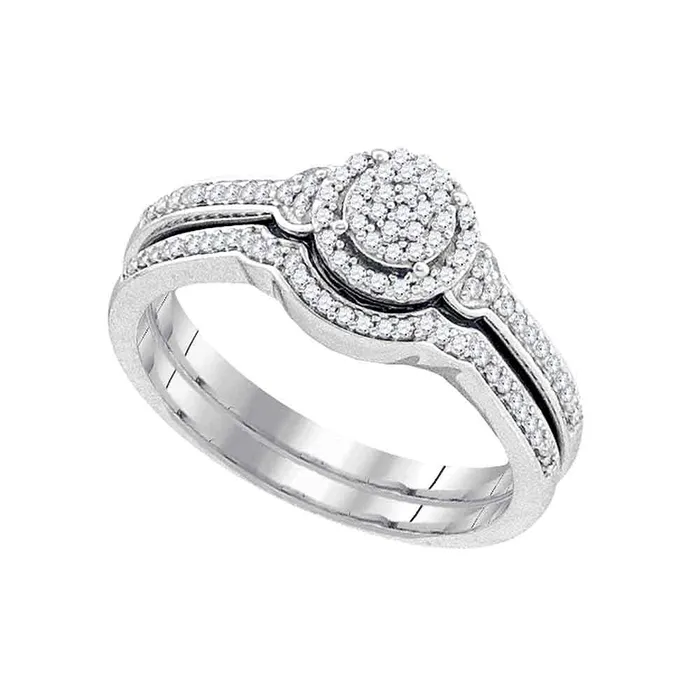 Rings 10k White Gold Womens Round Diamond Cluster Bridal Wedding Engagement Ring band Set 14 Cttw mayamila Rings 10k White Gold Womens Round Diamond Cluster Bridal Wedding Engagement Ring band Set 14 Cttw mayamila