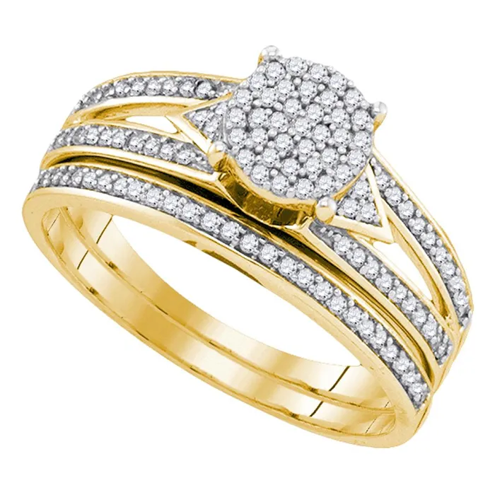 Rings 10kt Yellow Gold Womens Round Diamond Cluster Bridal Wedding Engagement Ring Band Set 13 Cttw mayamila Rings 10kt Yellow Gold Womens Round Diamond Cluster Bridal Wedding Engagement Ring Band Set 13 Cttw mayamila
