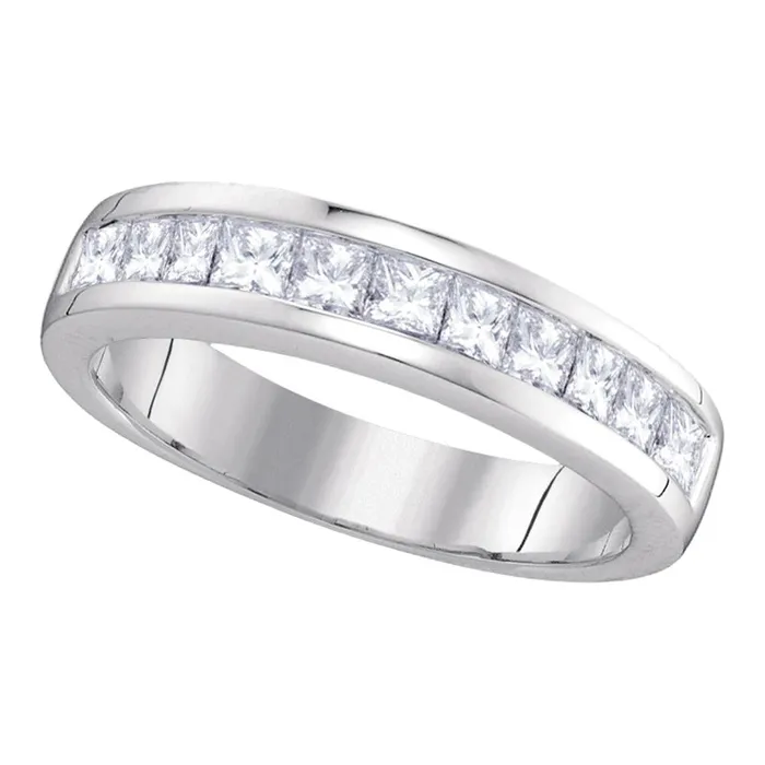 Rings 14kt White Gold Womens Princess Channelset Diamond Single Row Wedding Band 1 Cttw Size 6 mayamila Rings 14kt White Gold Womens Princess Channelset Diamond Single Row Wedding Band 1 Cttw Size 6 mayamila