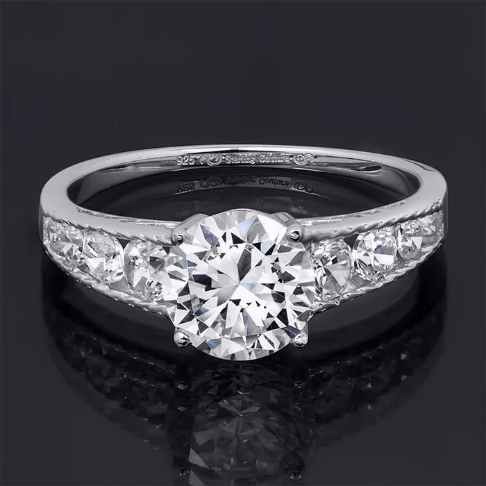 Rings 200 Carat Round Cut Cubic Zirconia Ring Authentic Sterling Silver mayamila
