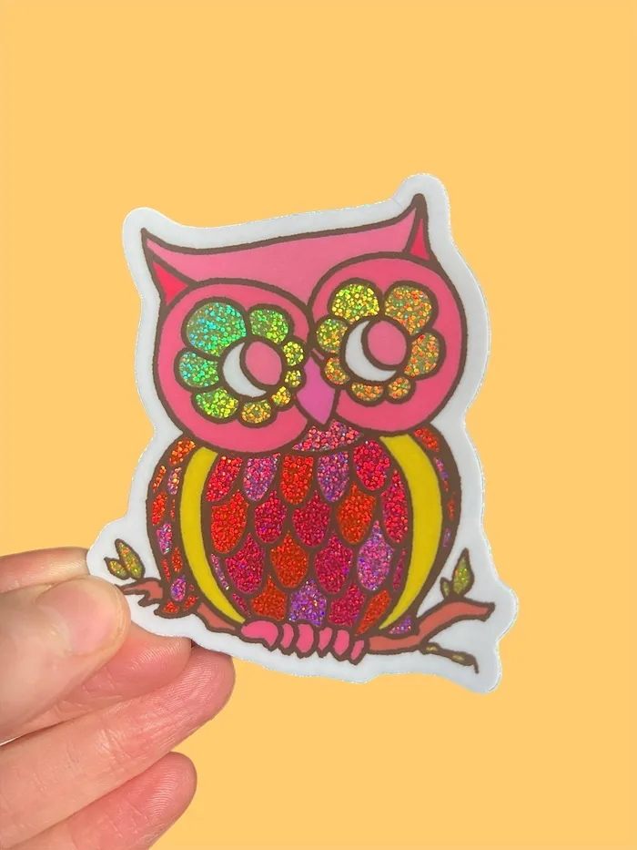 Rings Astral Weekend Owl Glitter STICKER 3 Inch