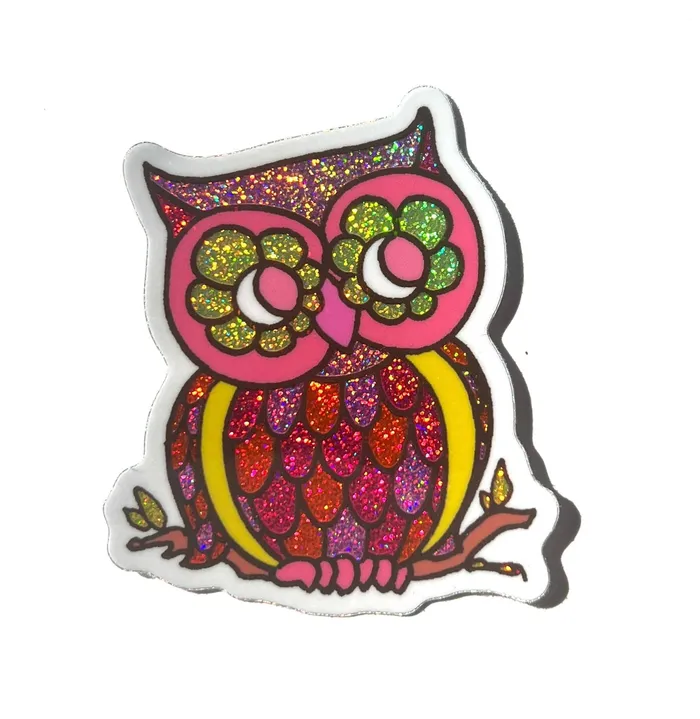 Rings Astral Weekend Owl Glitter STICKER 3 Inch