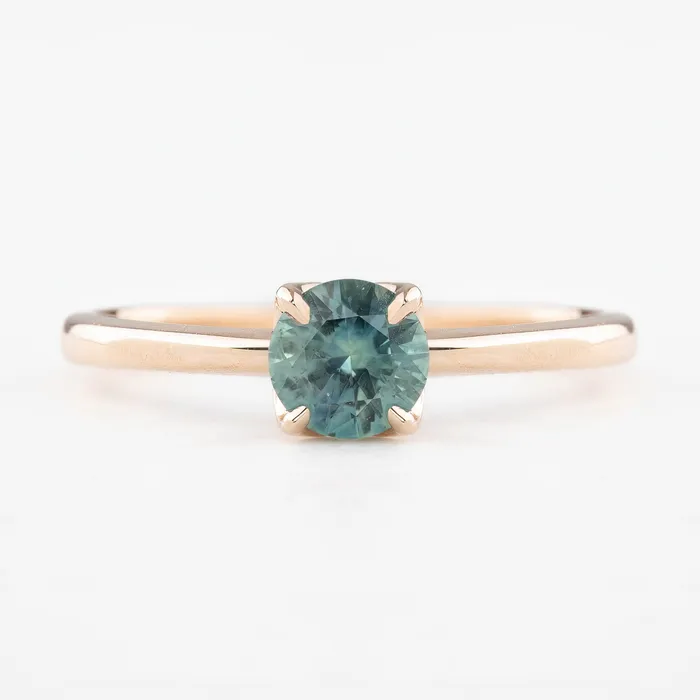 Rings Envero Jewelry Sara Ring 072ct Light Blue Round Montana Sapphire 14k Rose Gold One of a kind
