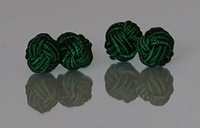 Rings Head Shoulders Toes and Bows Green Silk Knot Cufflinks