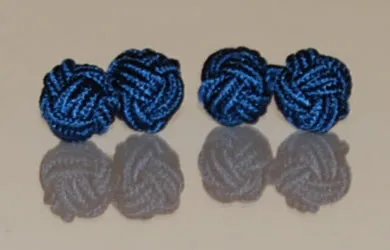 Rings Head Shoulders Toes and Bows Navy Blue Silk Knot Cufflinks