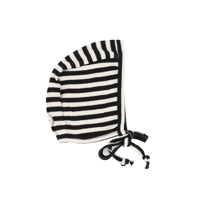 Rings Lil Legs Lil Legs Classic Ribbed Bonnet BlackStone Stripe