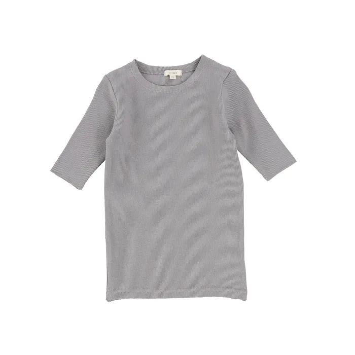 Rings Lil Legs Ribbed Three Quarter Sleeve Tee Dark Grey Lil Legs