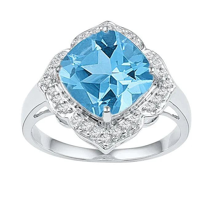 Rings mayamila 10kt White Gold Womens Princess LabCreated Blue Topaz Solitaire Ring 516 Cttw Rings mayamila 10kt White Gold Womens Princess LabCreated Blue Topaz Solitaire Ring 516 Cttw