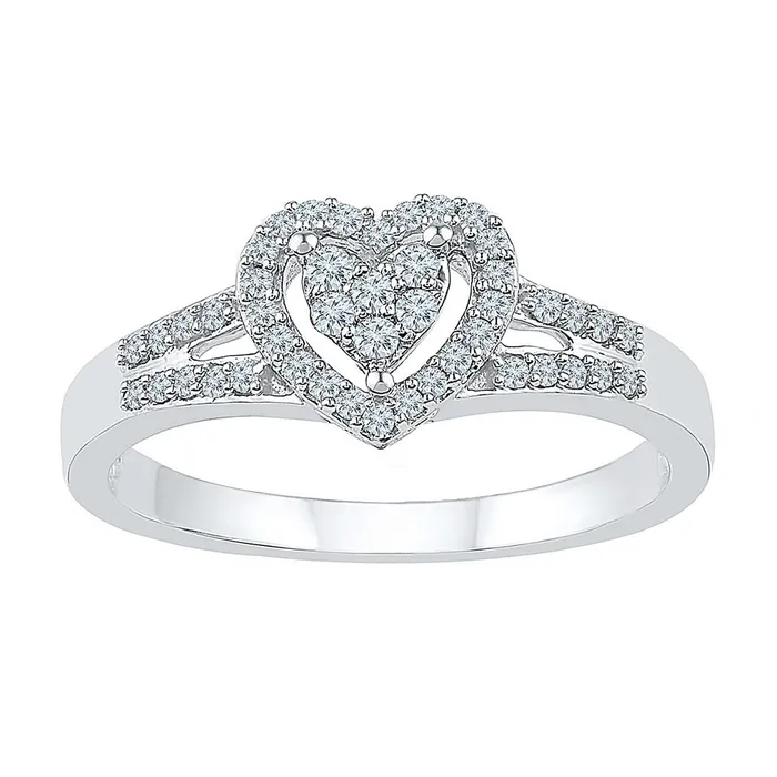 Rings mayamila 10kt White Gold Womens Round Diamond Heart Love Ring 15 Cttw Rings mayamila 10kt White Gold Womens Round Diamond Heart Love Ring 15 Cttw