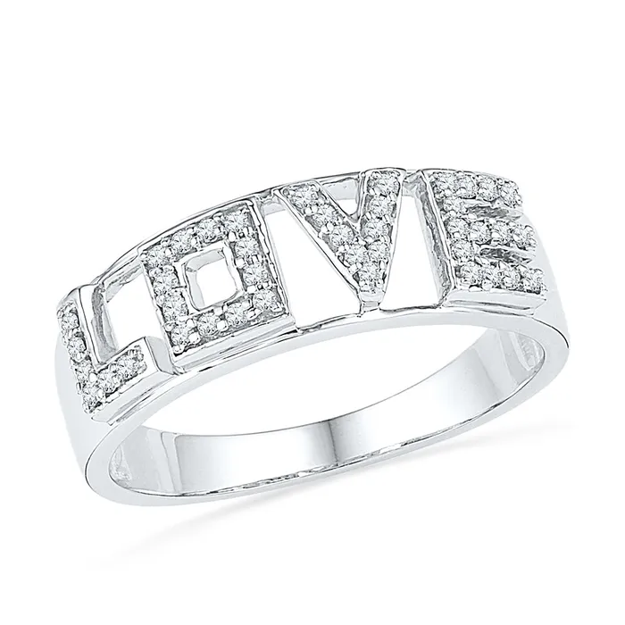 Rings mayamila 10kt White Gold Womens Round Diamond Love Band Ring 16 Cttw Rings mayamila 10kt White Gold Womens Round Diamond Love Band Ring 16 Cttw