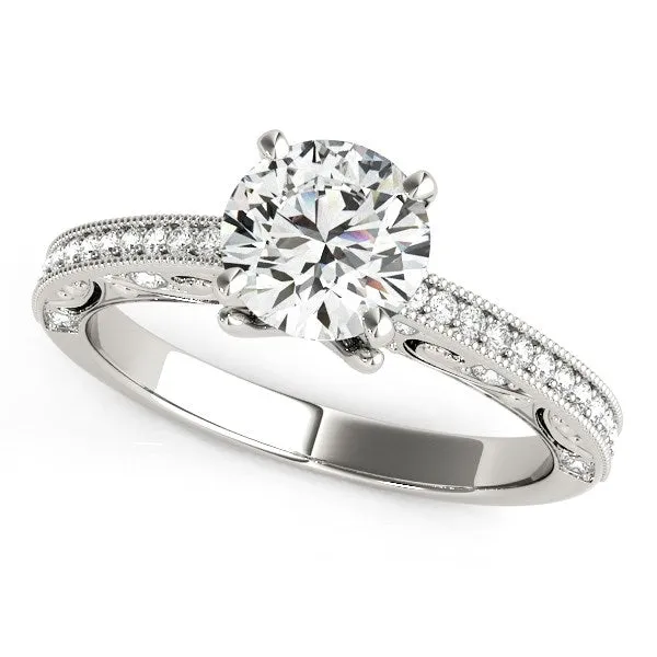 Rings mayamila 14K White Gold Antique Pronged Round Diamond Engagement Ring 1 18 ct tw