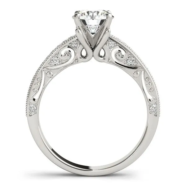 Rings mayamila 14K White Gold Antique Pronged Round Diamond Engagement Ring 1 18 ct tw