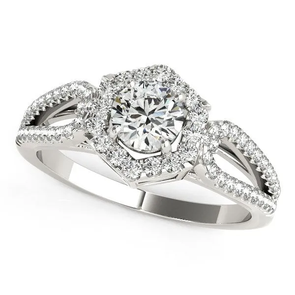 Rings mayamila 14K White Gold Round Diamond Engagement Ring with Hexagon Halo Border 78 ct tw Rings mayamila 14K White Gold Round Diamond Engagement Ring with Hexagon Halo Border 78 ct tw