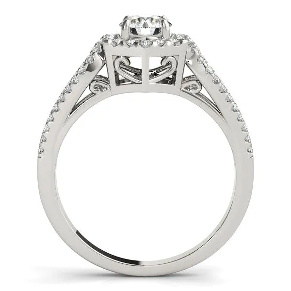Rings mayamila 14K White Gold Round Diamond Engagement Ring with Hexagon Halo Border 78 ct tw