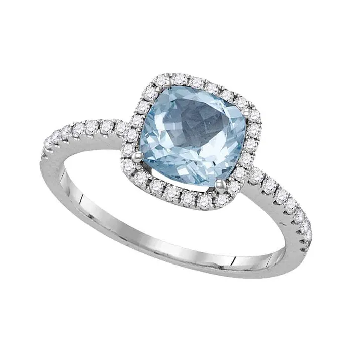 Rings mayamila 14kt White Gold Womens Princess Aquamarine Solitaire Diamond Square Frame Ring 112 Cttw Rings mayamila 14kt White Gold Womens Princess Aquamarine Solitaire Diamond Square Frame Ring 112 Cttw