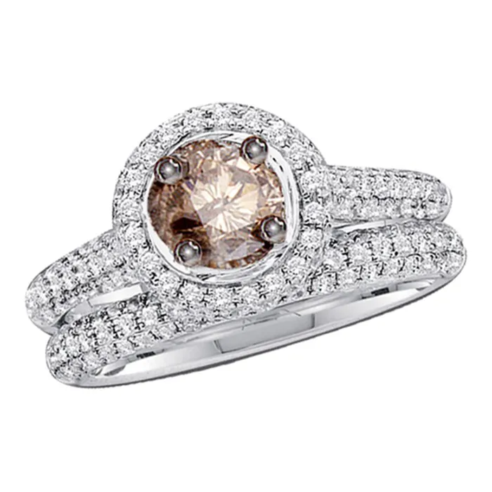 Rings mayamila 14kt White Gold Womens Round Brown Color Enhanced Diamond Bridal Wedding Engagement Ring Band Set 114 Cttw Rings mayamila 14kt White Gold Womens Round Brown Color Enhanced Diamond Bridal Wedding Engagement Ring Band Set 114 Cttw
