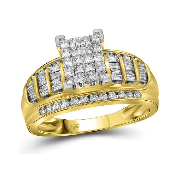 Rings mayamila 14kt Yellow Gold Womens Princess Diamond Cluster Bridal Wedding Engagement Ring 100 Cttw Size 5 Rings mayamila 14kt Yellow Gold Womens Princess Diamond Cluster Bridal Wedding Engagement Ring 100 Cttw Size 5