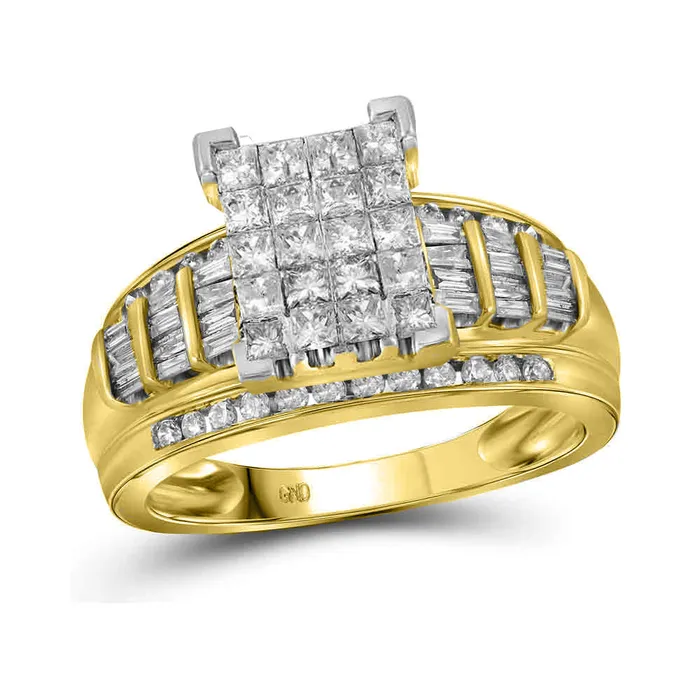 Rings mayamila 14kt Yellow Gold Womens Princess Diamond Cluster Bridal Wedding Engagement Ring 200 Cttw Size 5 Rings mayamila 14kt Yellow Gold Womens Princess Diamond Cluster Bridal Wedding Engagement Ring 200 Cttw Size 5