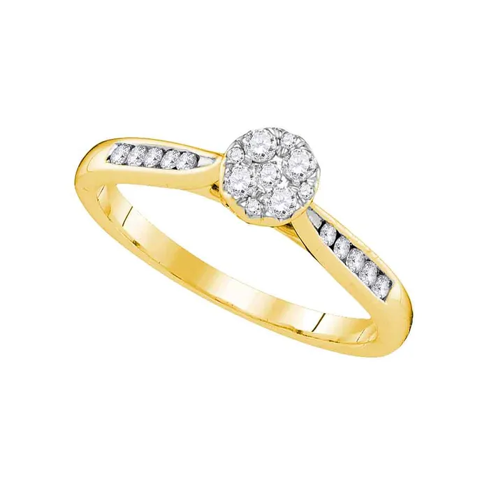 Rings mayamila 14kt Yellow Gold Womens Round Diamond Cluster Bridal Wedding Engagement Ring 14 Cttw