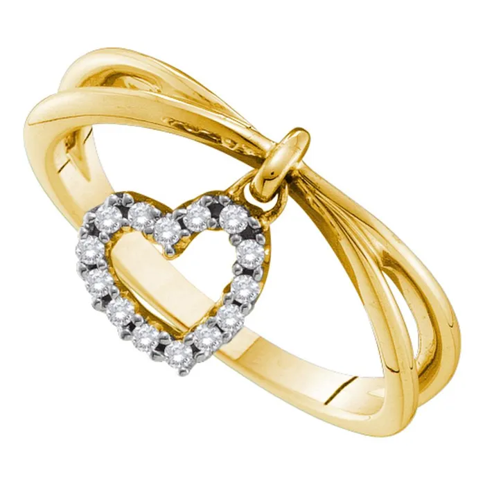 Rings mayamila 14kt Yellow Gold Womens Round Diamond Heart Love Dangle Ring 110 Cttw Rings mayamila 14kt Yellow Gold Womens Round Diamond Heart Love Dangle Ring 110 Cttw