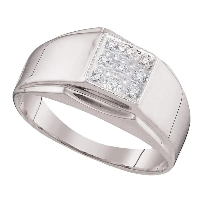 Rings mayamila Sterling Silver Mens Round Diamond Square Cluster Ring 03 Cttw Rings mayamila Sterling Silver Mens Round Diamond Square Cluster Ring 03 Cttw