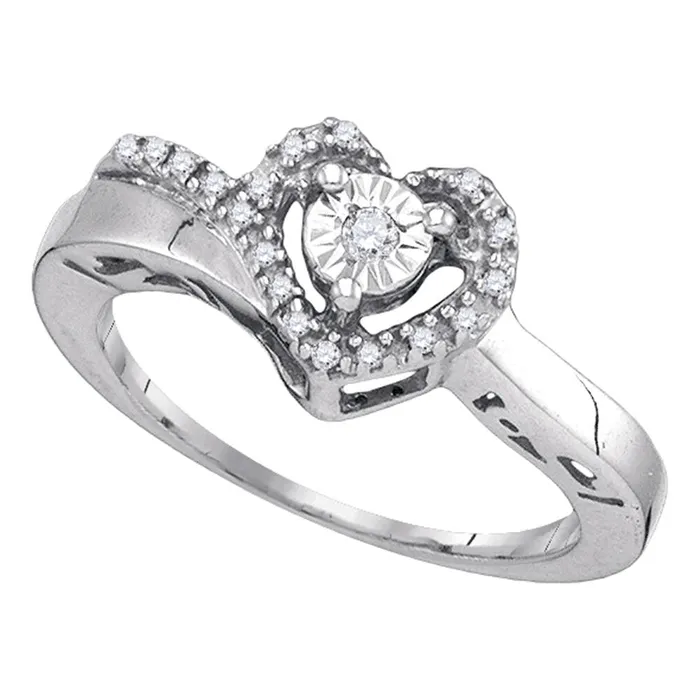 Rings mayamila Sterling Silver Womens Round Diamond Heart Love Promise Ring 110 Cttw Rings mayamila Sterling Silver Womens Round Diamond Heart Love Promise Ring 110 Cttw