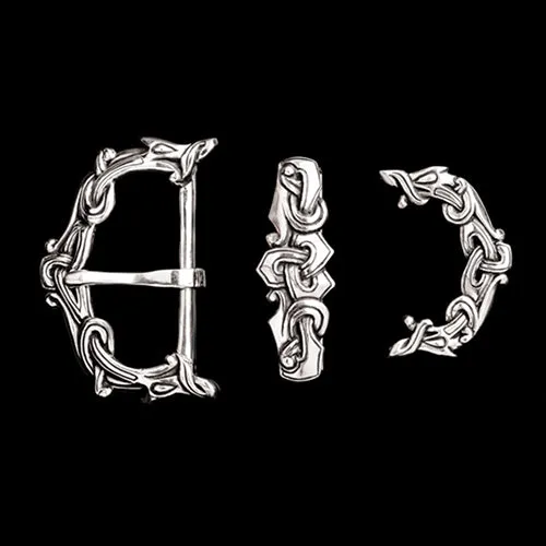 Rings Northan Viking Silver Three Piece Belt Set With Wolf Heads Ringerike Style Rings Northan Viking Silver Three Piece Belt Set With Wolf Heads Ringerike Style
