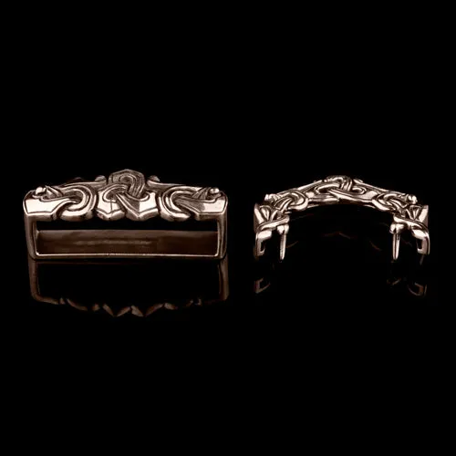 Rings Northan Viking Silver Three Piece Belt Set With Wolf Heads Ringerike Style