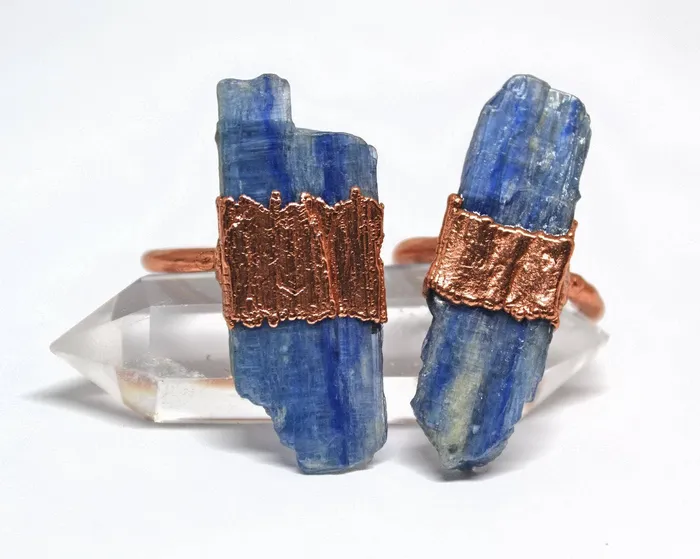 Rings Raw Blue Kyanite Copper Ring Kyanite Stone Ring Daddy Daughter Jewelry