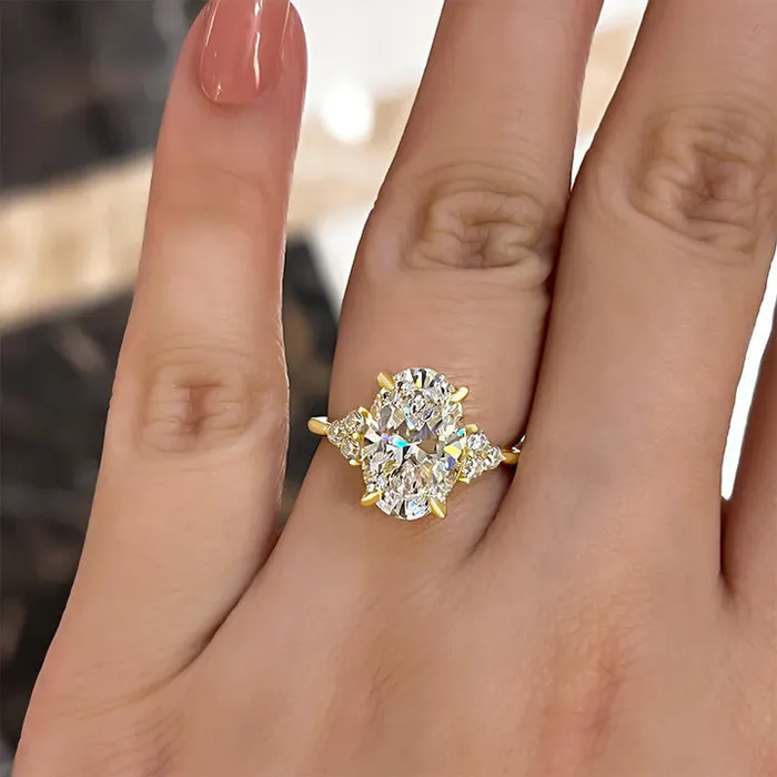 Rings shine of diamond Gorgeous Golden Tone Oval Cut Engagement Ring In Sterling Silver Rings shine of diamond Gorgeous Golden Tone Oval Cut Engagement Ring In Sterling Silver