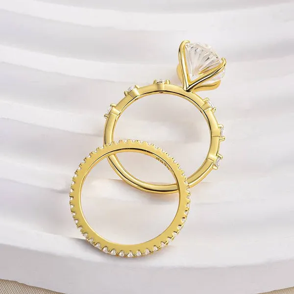Rings Shineofdiamond Yellow Gold Tone Oval Cut Wedding Bridal Set In Sterling Silver