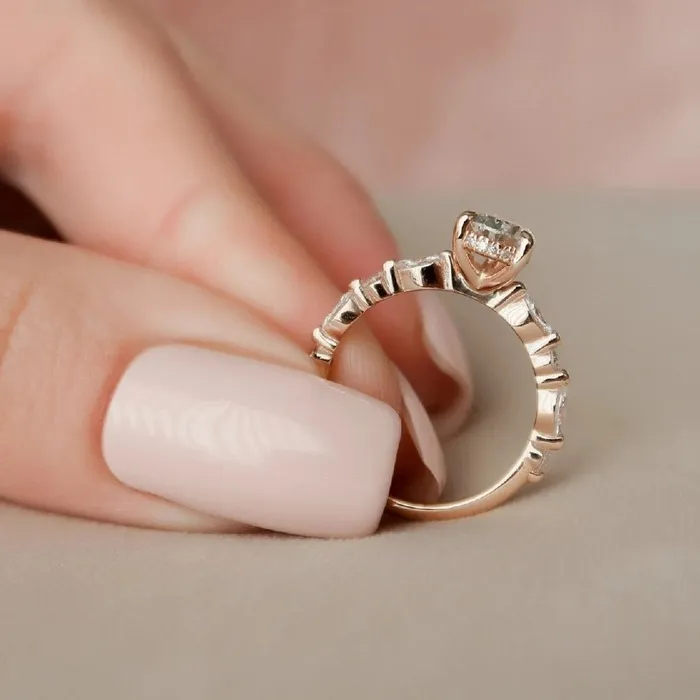 Rings Shineofidamond Solitaire Pear Cut with Marquise Cut Stone Engagement Ring in Sterling Silver