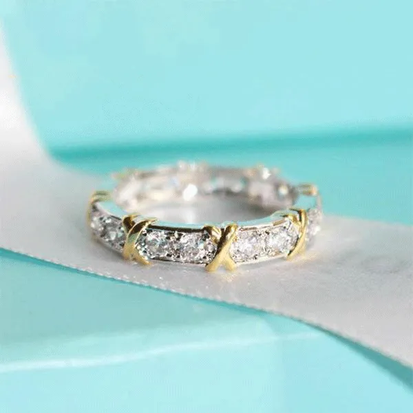 Rings XShape Round Cut Sterling Silver Wedding Band shineofdiamond Rings XShape Round Cut Sterling Silver Wedding Band shineofdiamond