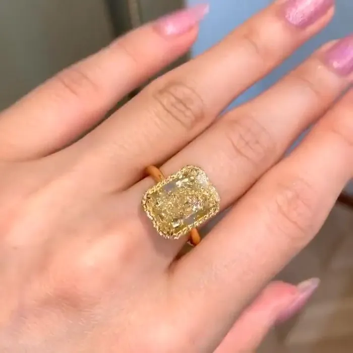 Rings Yellow Tone Radiant Cut Solitaire Ring Engagement Ring Shineofidamond
