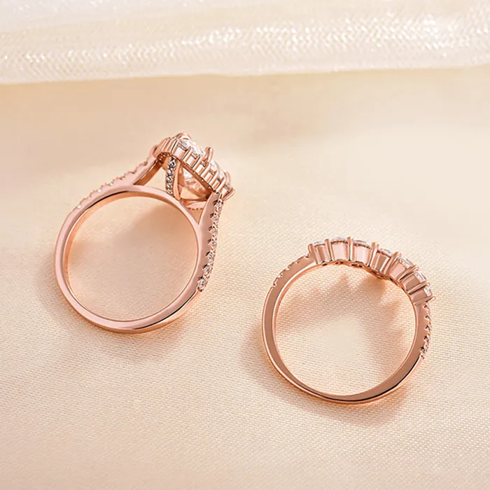 Sale Rose Golden Tone Pear Cut 40 CT Sterling Silver Bridal Set shineofdiamond Rings