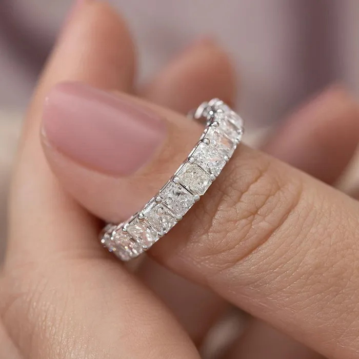 Shineofdiamond Rings Elegant Radiant Cut Sterling Silver Wedding Band Shineofdiamond Rings Elegant Radiant Cut Sterling Silver Wedding Band