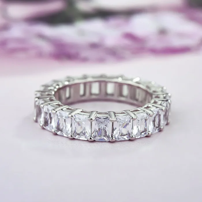 Shineofdiamond Rings Elegant Radiant Cut Sterling Silver Wedding Band Shineofdiamond Rings Elegant Radiant Cut Sterling Silver Wedding Band