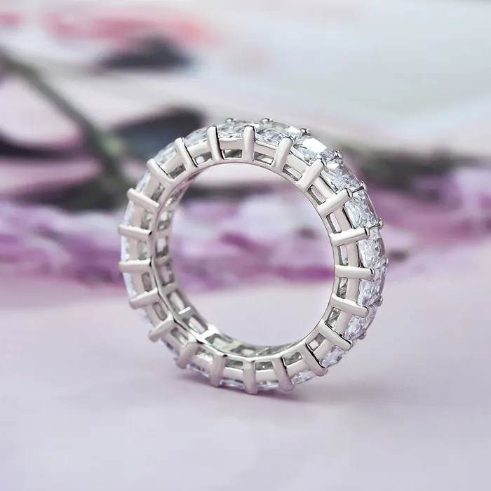Shineofdiamond Rings Elegant Radiant Cut Sterling Silver Wedding Band Shineofdiamond Rings Elegant Radiant Cut Sterling Silver Wedding Band