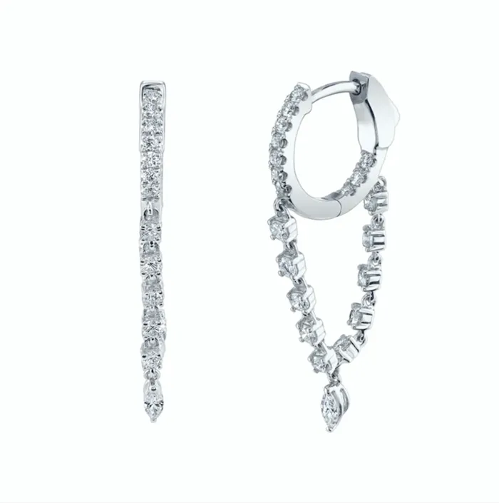 Sienna Chain Huggies with Marquise Diamond Drops Anita Ko Necklaces