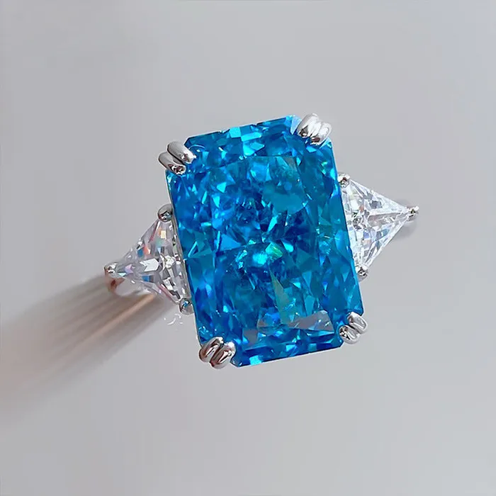 Sparkle Radiant Cut Sterling Silver Engagement Ring shine of diamond Rings