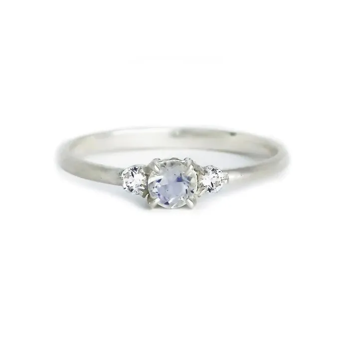Sterling Moonstone and Sapphire Ring Lacee Alexandra Rings
