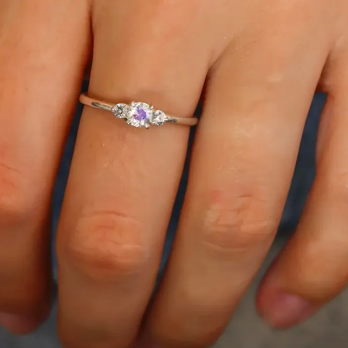 Sterling Moonstone and Sapphire Ring Lacee Alexandra Rings