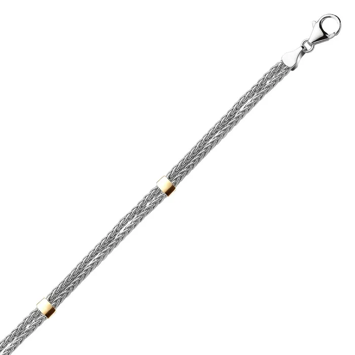 Sterling Silver 14k Yellow Double Wheat Bracelet MayaMila Bracelets