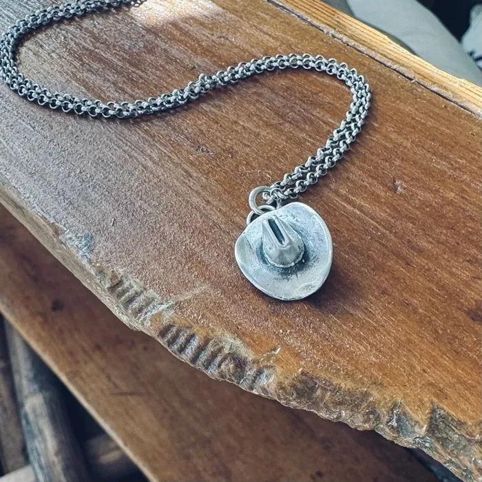 Sterling Silver Cowboy Hat Necklace HeidiJHale Designs Necklaces Sterling Silver Cowboy Hat Necklace HeidiJHale Designs Necklaces