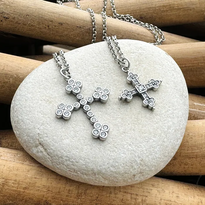 Sterling Silver CZ Cross Necklace HeidiJHale Designs Necklaces