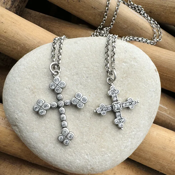 Sterling Silver CZ Cross Necklace HeidiJHale Designs Necklaces
